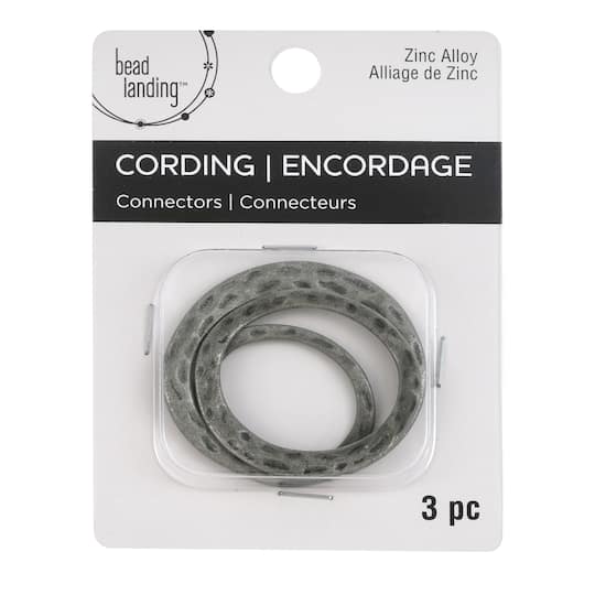 Hammered Silver Oxide Cord Connectors by Bead Landing&#x2122;